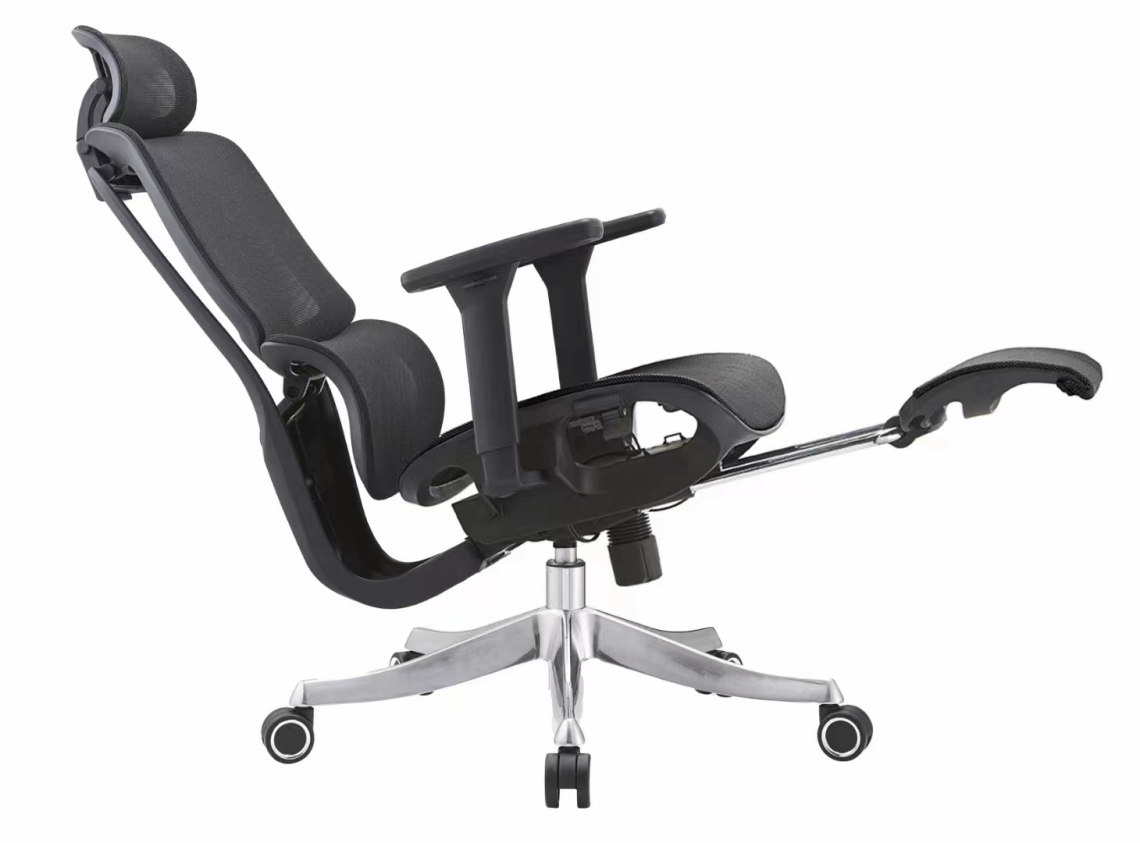high quality ergonomic adjustable headrest mesh breathable office chair with footrest silent wheels