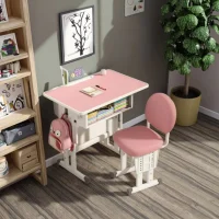 Adjustable-Height Ergonomic Metal Student Desk and Chair Set