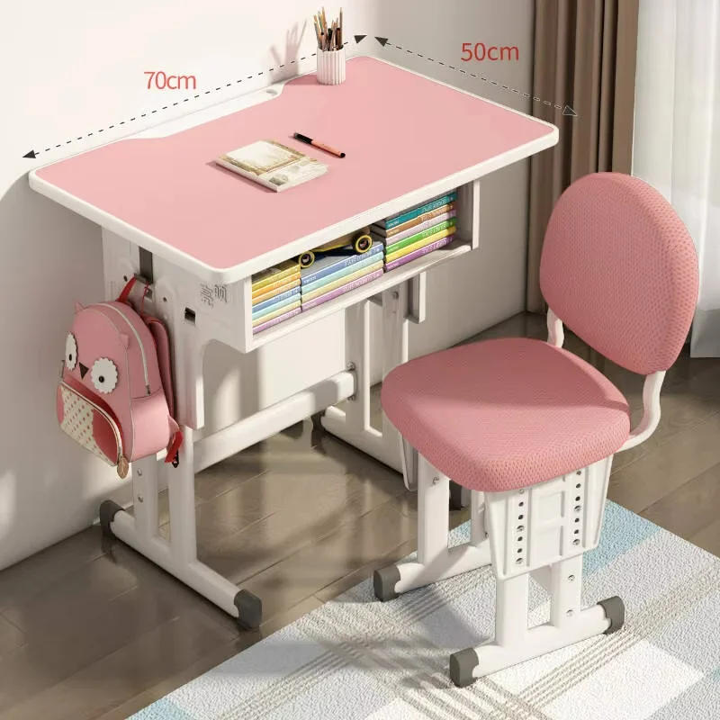 Adjustable-Height Ergonomic Steel Student Desk and Chair Set with Pen Groove