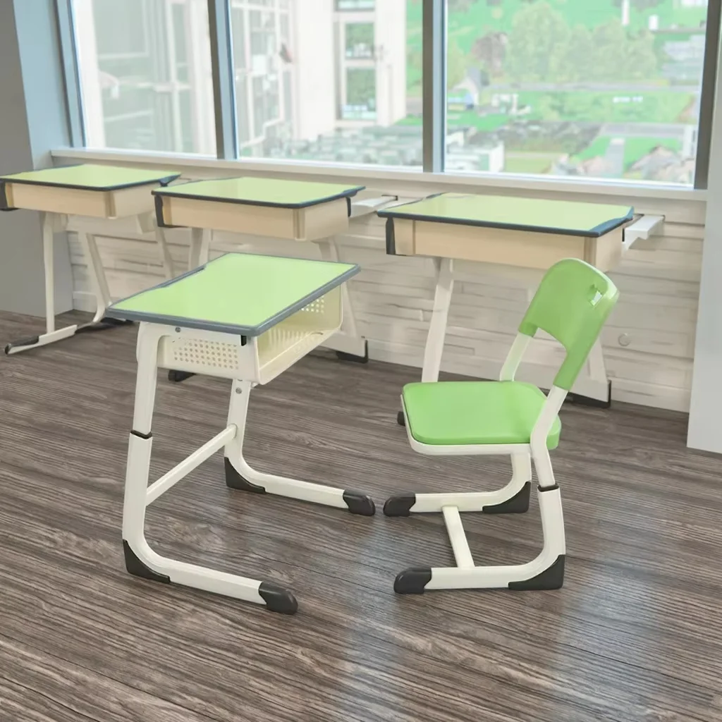 Adjustable-Height Steel Student Desk and Chair Set
