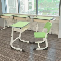 Adjustable-Height Steel Student Desk and Chair Set