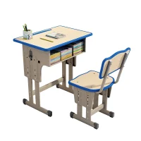 Adjustable-Height Steel Student Desk and Chair Set