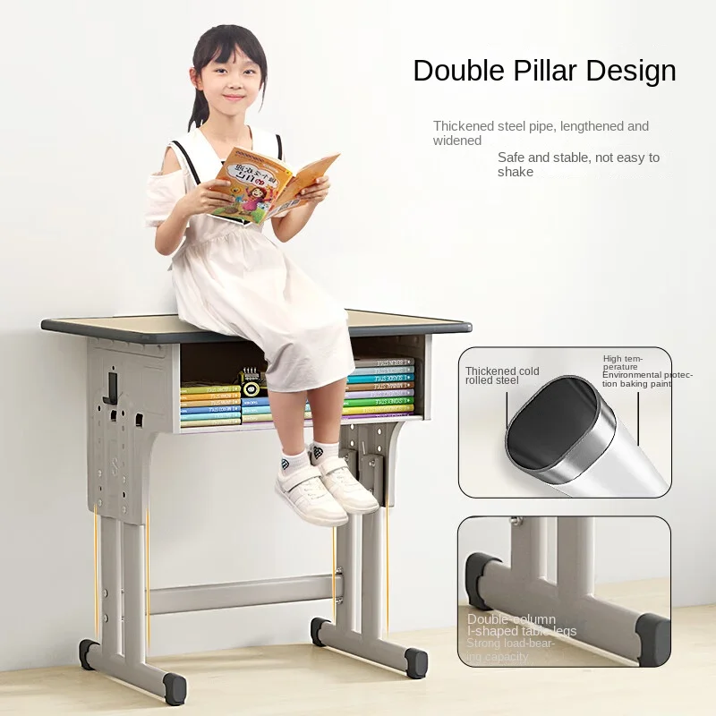 Adjustable-Height Steel Student Desk and Chair Set - Image 5