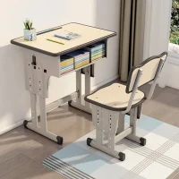 Adjustable-Height Steel Student Desk and Chair Set