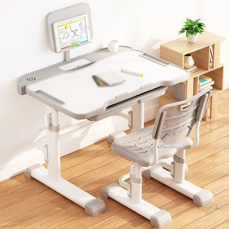 Ergonomic Metal Student Desk and Chair Set with Reading Stand