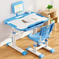 Ergonomic Metal Student Desk and Chair Set with Reading Stand