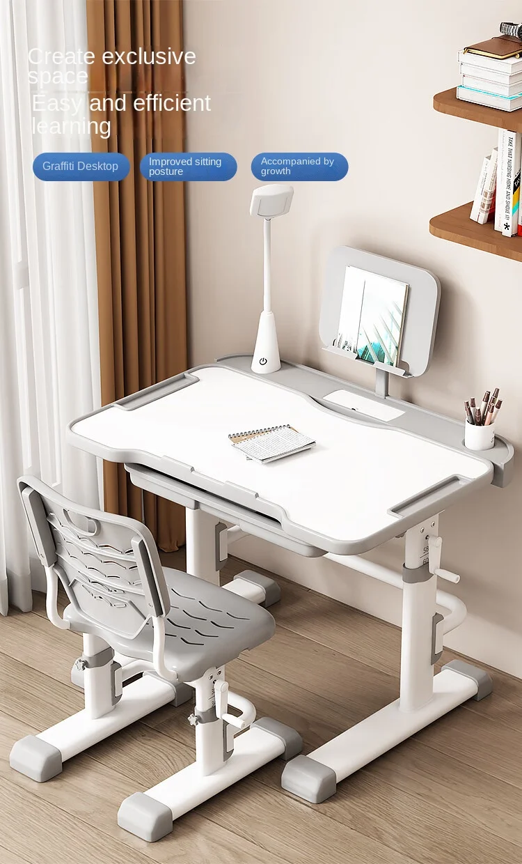 Ergonomic Metal Student Desk and Chair Set with Reading Stand - Image 3