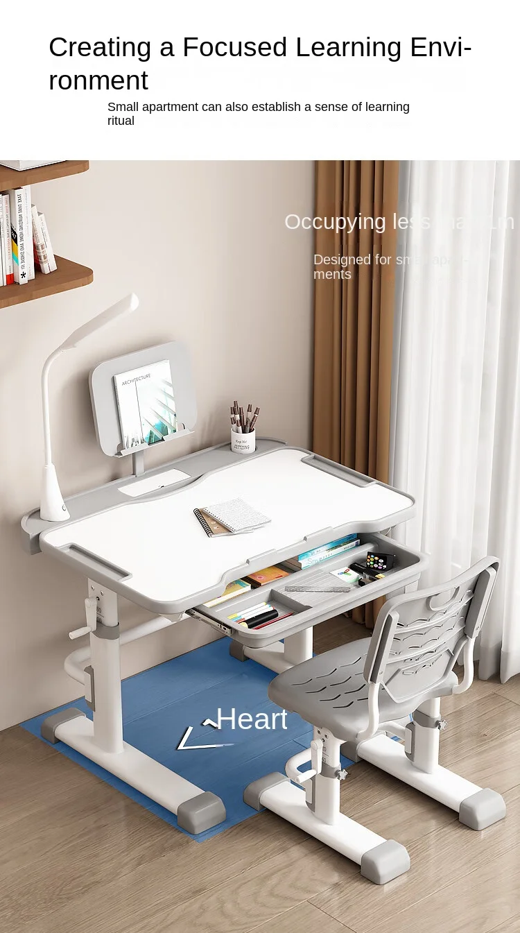 Ergonomic Metal Student Desk and Chair Set with Reading Stand - Image 4