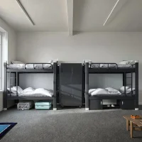 Heavy-Duty Metal Bunk Bed with Safety Guardrail and Removable Ladder
