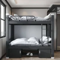 Heavy-Duty Metal Bunk Bed with Safety Guardrail for Schools