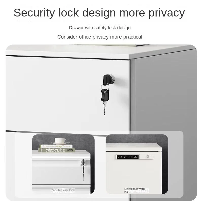 Lockable Three-Drawer Mobile Cabinet (390×500×600mm) - Image 3