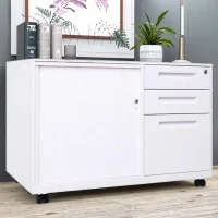 Lockable Three-Drawer Mobile Cabinet with Adjustable Shelves (600×900×450mm)