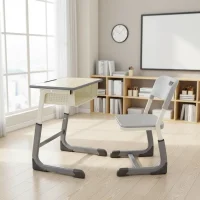 Metal Chair and Table Set with Adjustable Position