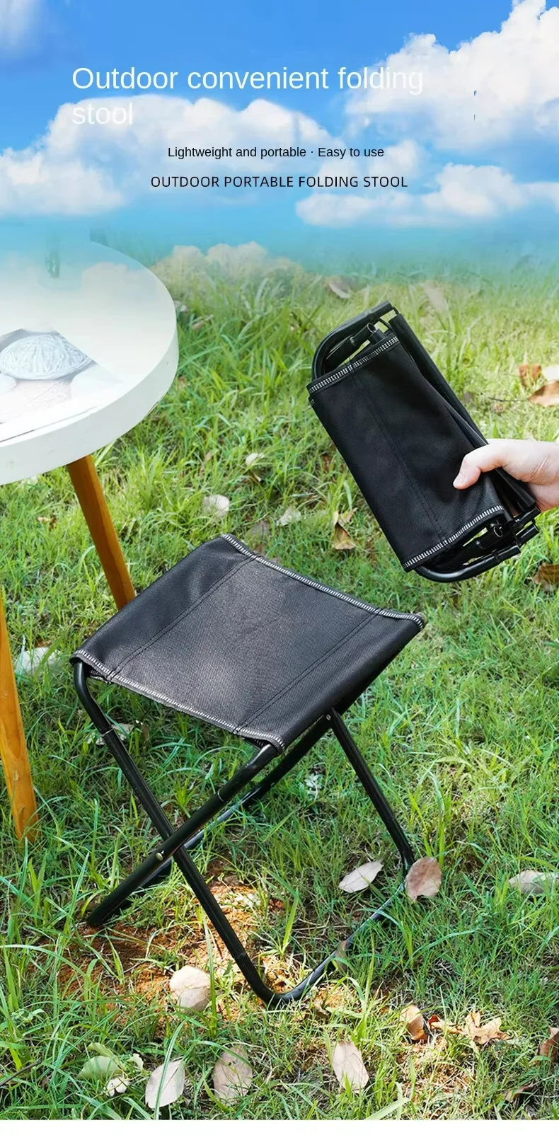 Stainless Steel Lightweight Folding Chair and Table Set - Image 4