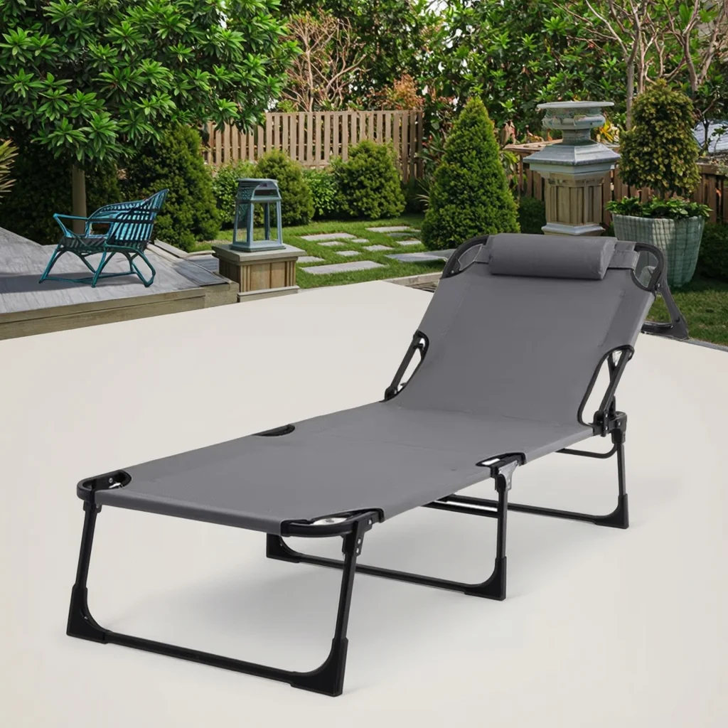 Steel Folding Chair and Table Set with Adjustable Position