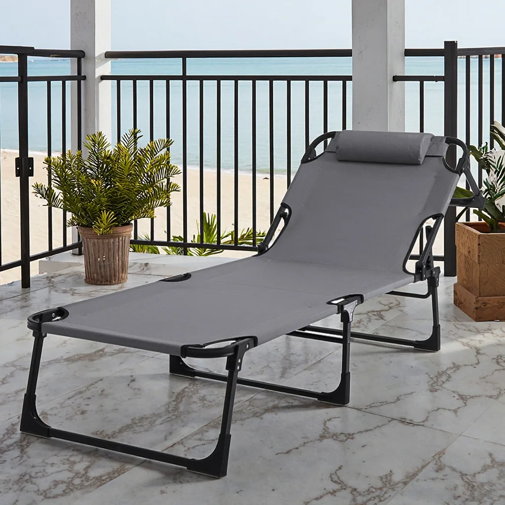 Steel Folding Chair and Table Set with Adjustable Position