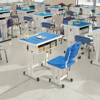Steel-Frame Student Desk and Chair Set