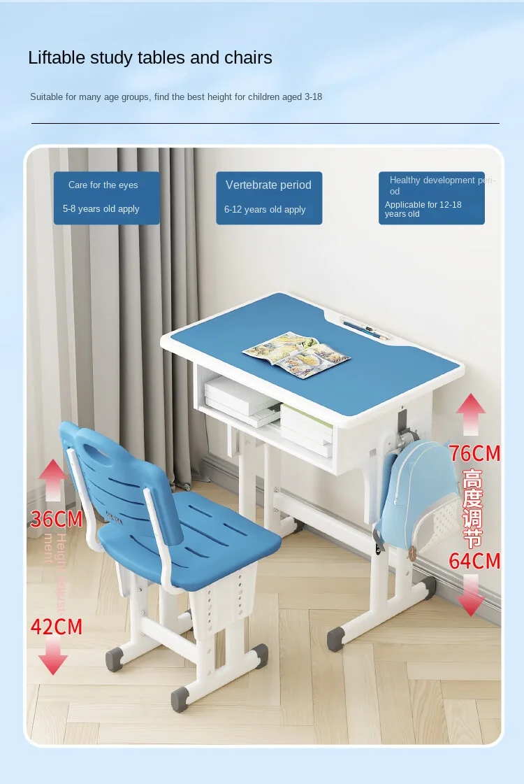 Steel Student Desk and Chair Set with Cushioned Seat - Image 2