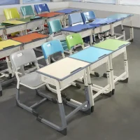 Steel Student Desk and Chair Set with Pen Groove