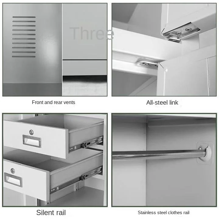 Steel Wardrobe with Clothes Rail and Vents - Image 2
