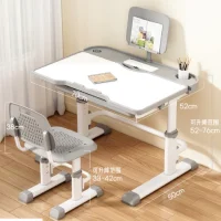 Student Desk and Chair Set with Reading Stand and Pen Groove
